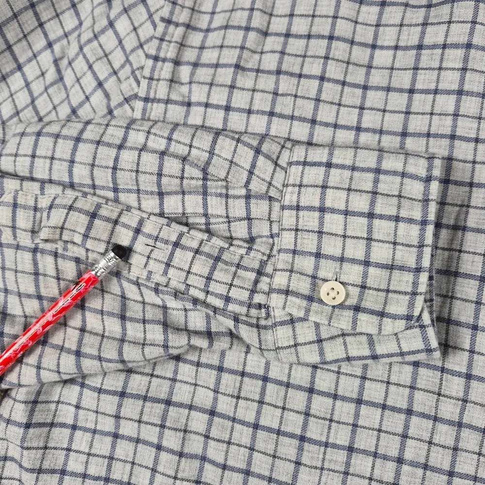Faherty Shirt Mens M Gray Everyday Flannel Button down Morning Mist Windowpane